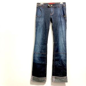 Ecko Red Women’s Dark Blue Cuffed Straight Leg Denim Jeans